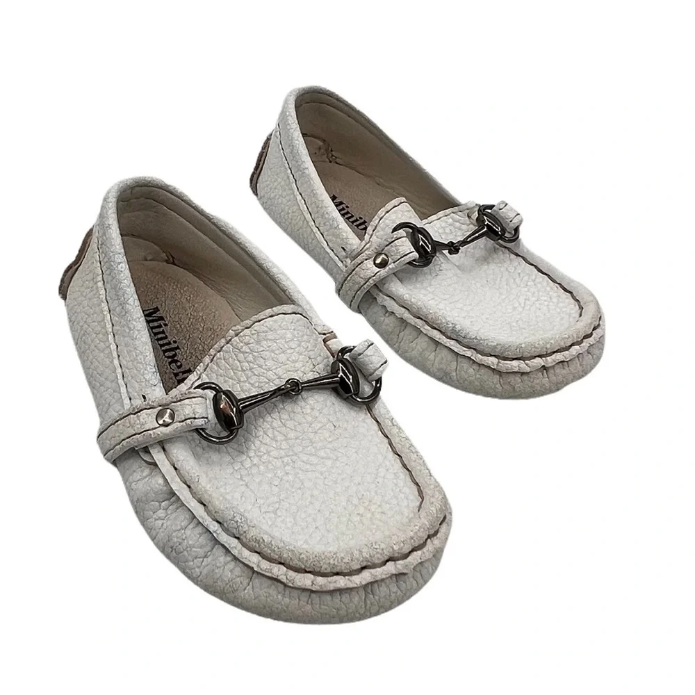 Minibella White Slip-On Horse Bit Loafers Size 24 Toddler Girl's